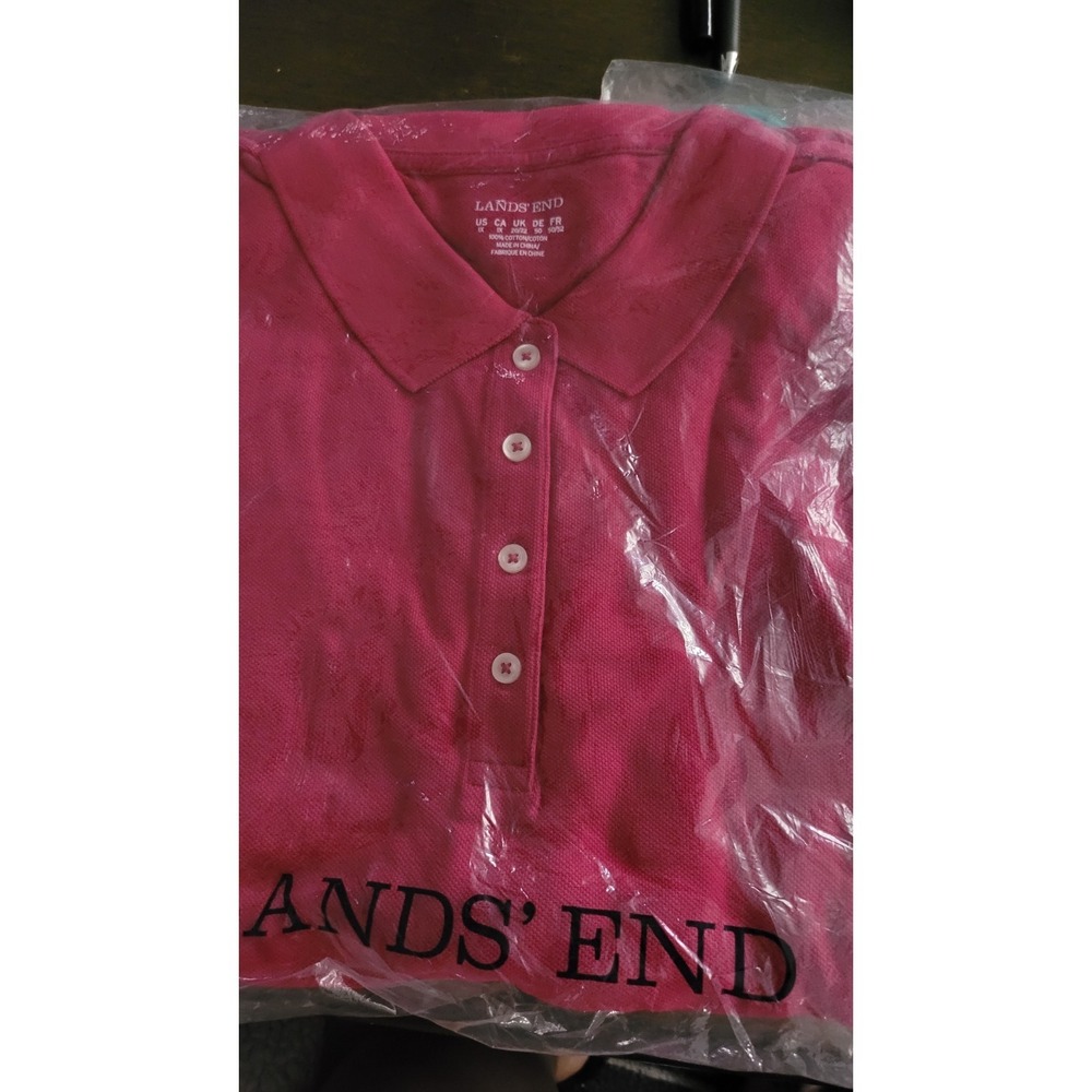 Lands End Men's Polo Shirt 2X Hot Pink/Crimson Currant - Picture 1 of 2